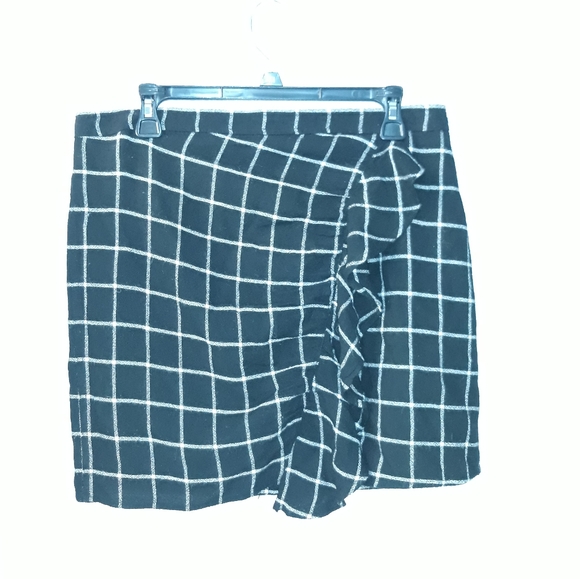 Madewell Windowpane Ruffle front  Skirt - Picture 2 of 8